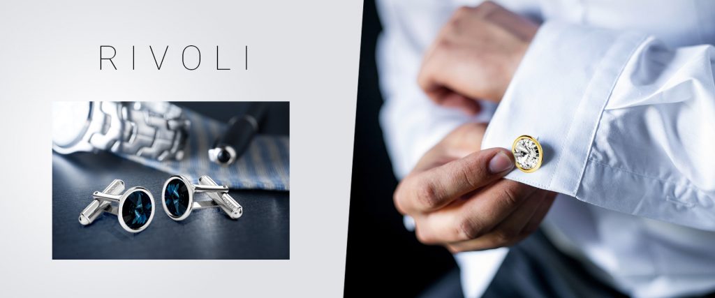 Rivoli silver cufflinks, 925 silver